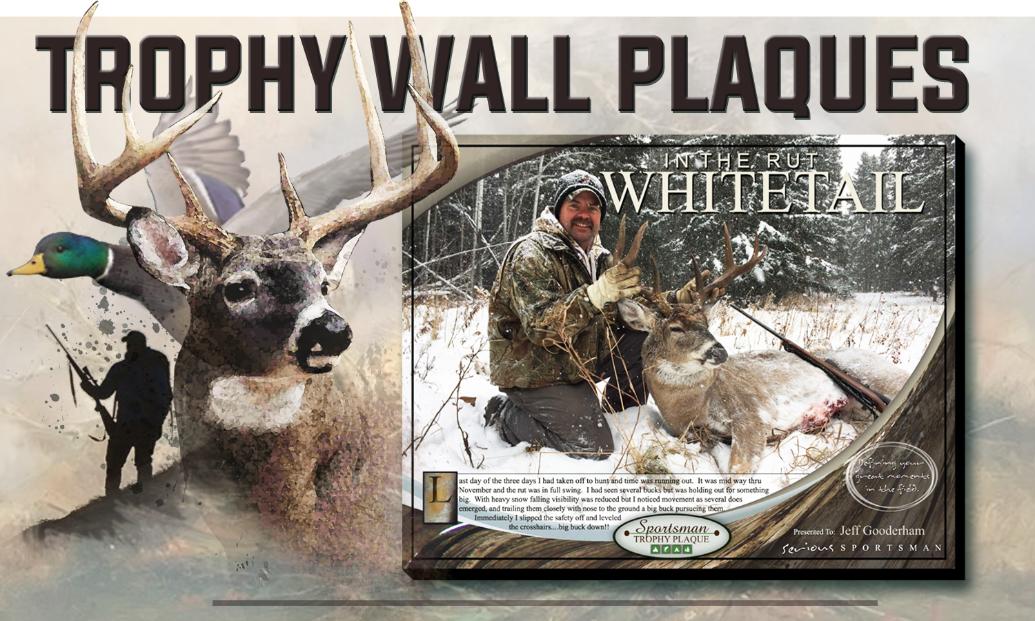 Sportsmans Trophy, Wall plaques to display your hunting and fishing